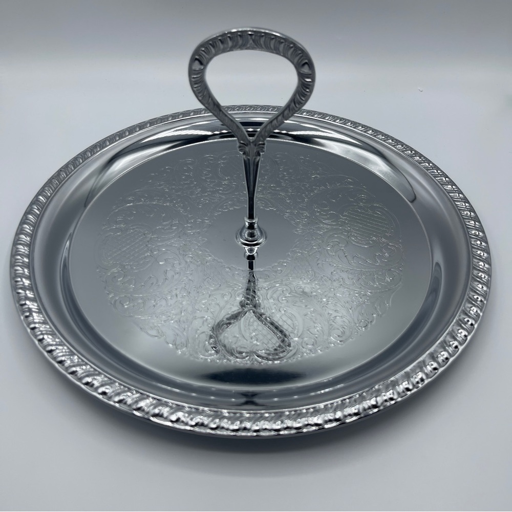 Vtg Irvinware #2080 Handle Serving Tray - 1971 Chrome Mid Century - Original Box